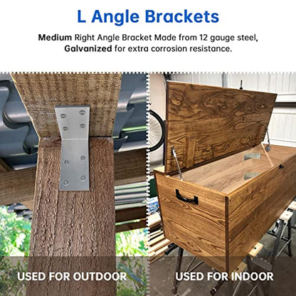 3"x3" L Brackets Heavy Duty 12-ga, Galvanized Angle Bracket - size: 25 Pack