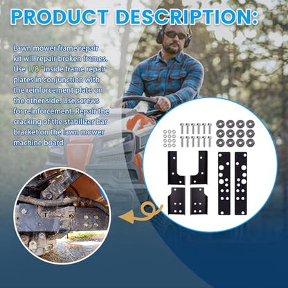 Mower Frame Repair Kit,Double Side Reinforce Design,1Set