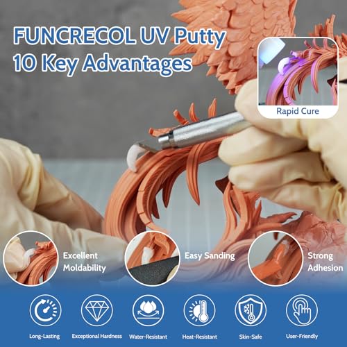 UV Light Curing Putty for Model Kit Repairs & Detailing, Fast Repair Filler for Nicks,Scratches,Cracks on Resin,Quartz,Ceramic,Wood,Plastic,Stone,and Other Countertop Surfaces,50g - size: 50g