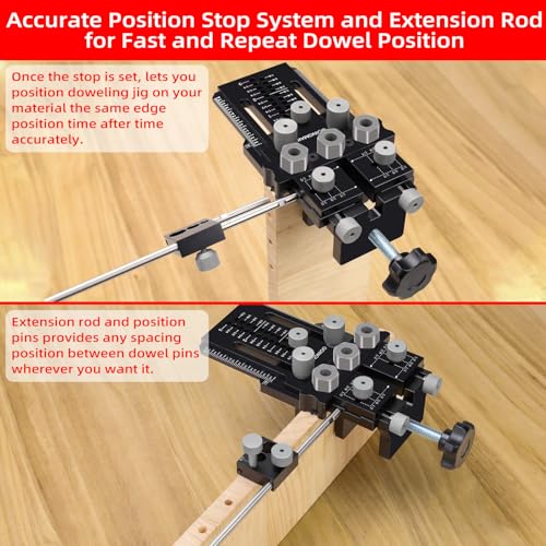 GOINGMAKE Dowel Jig Kit,Doweling Jig with Quick Positive Stop and Clamp