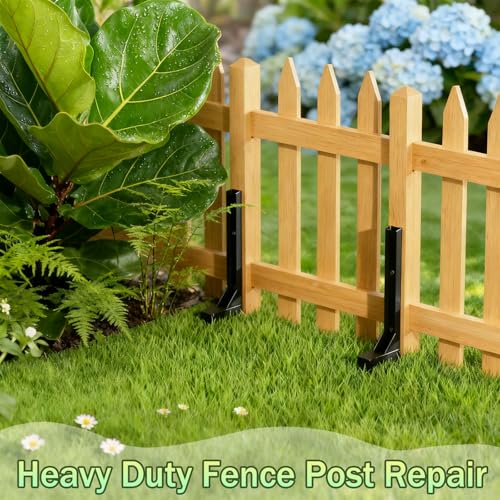 Fence Post Repair Kit,Heavy Duty Fence Post Anchor Stakes (Black-2 Pack) - color: Black-2 Pack