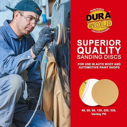 Dura-Gold 8" Gold PSA Sanding Discs, 320 Grit (Box of 10) - Self Adhesive - size: 320-Grit