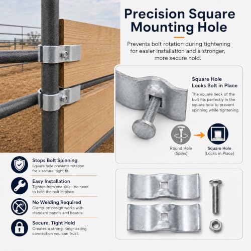 8-Pack Horse Panel Clamps for Wood Boards, Heavy-Duty Galvanized Steel, Fit 1-5/8" Livestock Corral Panels, Securely Attach Lumber to Horse Stalls & Round Pens