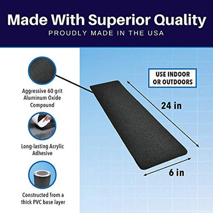 Non-Slip Stair Treads (5 Pack) for Indoor & Outdoor Steps – Anti-Slip Pre-Cut Adhesive Grip Tape to Increase Slip Resistance on Stair Nosing & Edges - size: 5 Pack