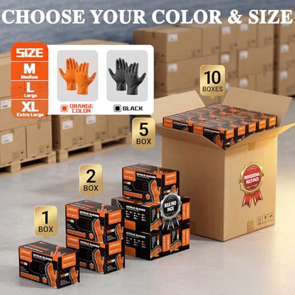 ANBOSON 10 Mil Heavy Duty Industrial Nitrile Gloves, Black Medium 500 Count - color: Black-500, size: Medium