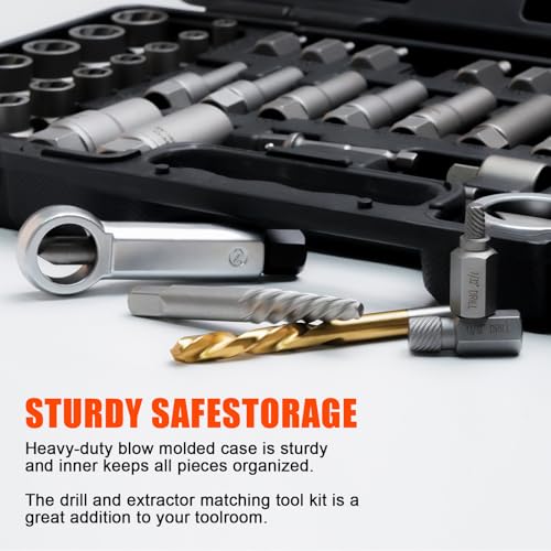 72Pcs Bolt Extractor Kit,Left Hand Drill Bit,Easy Out Screw Bolt Extractor - size: 72PCS