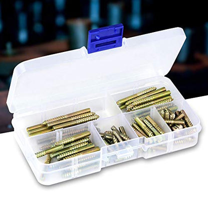 110pcs M4 Double Ended Screws, Dowel Screws Hanger Bolts for Curtain Pole Ends Furniture Connector, Stainless Steel Threaded Studs for Woodworking and Metal Applications