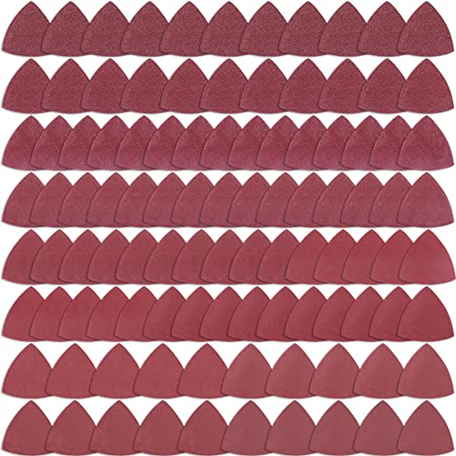 AUSTOR 100 Pieces Triangle Sanding Pads Triangular Sandpaper Sanding Sheets