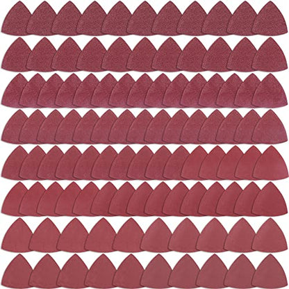 AUSTOR 100 Pieces Triangle Sanding Pads Triangular Sandpaper Sanding Sheets