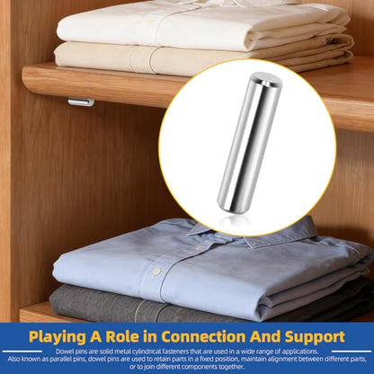 Glarks 160pcs M2.5 Solid Dowel Pins Kit, 8 Sizes Stainless Steel Cylindrical Shelf Support Peg Pin Rod Fastener, Parallel Dowel Pin Fastener for Machinery Manufacturing, Furniture Installation - size: 160pcs M2.5