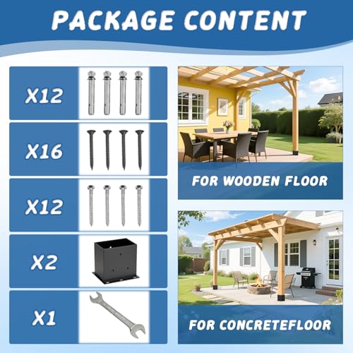 2 Pcs 4"×4" Post Base|Inner Size (3.6" x5.6“)| - size: 4“x 6", style: 2 Set