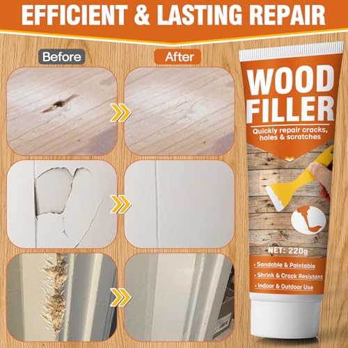 Wood Repair Kit, 7.76 oz Paintable Wood Filler Putty for Furniture DIY
