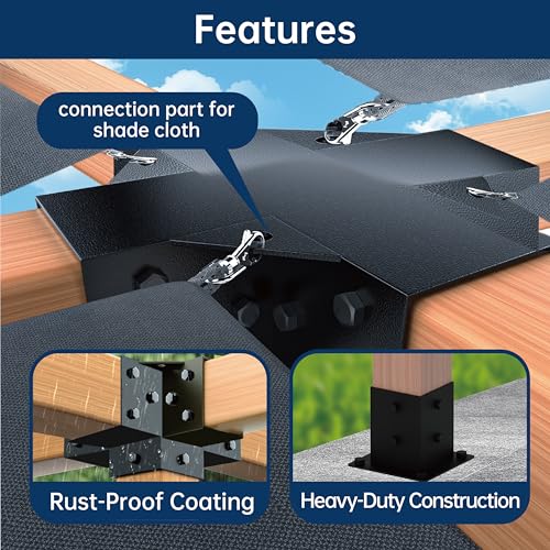 Pergola Bracket Kit 4x4, 1pcs 5-Way Corner Bracket and 1 Base, Used as The Middle Support of Large Awnings, for Connecting The Extended Pavilion Wood Beams of The Gazebo and Wood Stand Sheds - size: 4x4 Extension Middle 1pc + Base 1pc