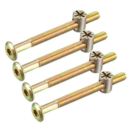 uxcell M6x70mm Furniture Bolt Nut Set Hex Socket Screw 50mm Thread L 4 Sets - size: 70mm