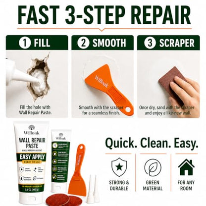 Drywall Repair Kit,Wall Spackle Repair Paste with Scraper,2 Pack Hole Repair Filler Putty,Convenient and Fast Solution
