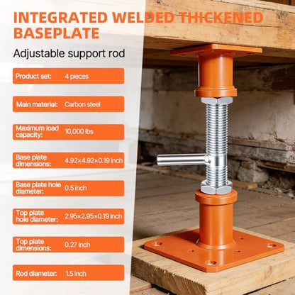 4PCS House Jacks for Leveling Crawlspace 5''-8''Adjustable Floor Support - size: 5''-8''