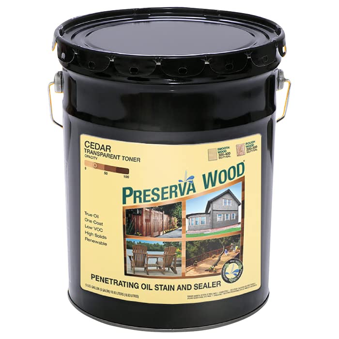 5 gal Preserva Products, Ltd. 40514 Cedar Preserva Wood Transparent Preserve and Protect Stain and Sealer