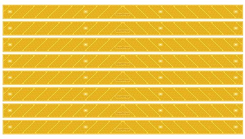 GripStrips Anti-Slip Treads - 8 Pack, Yellow - Barefoot & Pet Friendly Outdoor Non-Slip Tread Strips - Waterproof Safety Traction Strips for Stairs, Ramps, Wood, Concrete, Composite - color: Yellow, size: 8 Pack