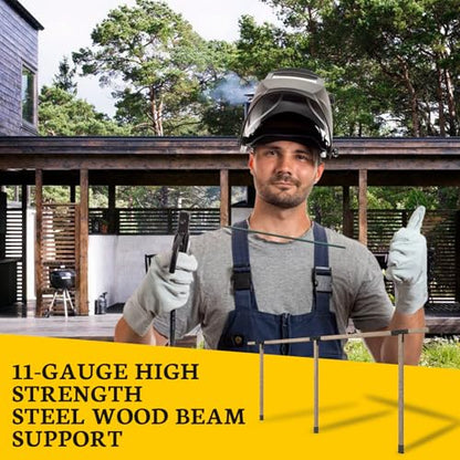 1Pack 8” x 6” T-Shaped Post to Beam Connector Pergola Rod Bracket,Black Heavy Duty Wood Beam Support Brackets for Outdoor Pavilion,Gazebo,Deck,Porch,Hunt Cabin with Screws - size: 6“x6"