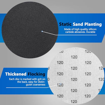 VIBRATITE 120 Grit 5 Inch Hook & Loop Sanding Discs, 70PCS - size: 5 Inch (120 Grit)