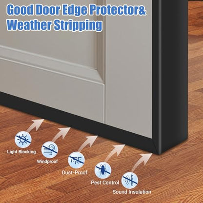 Rubber Edge Trim, 1-1/2 inches Self-Adhesive U Channel Edge Protector for Woods, Flexible U Shaped Peel and Stick Edge Banding, Edge Guard, Fit 1.5"(38mm), 10Ft, Black - size: Fit 1-1/2"- L10'
