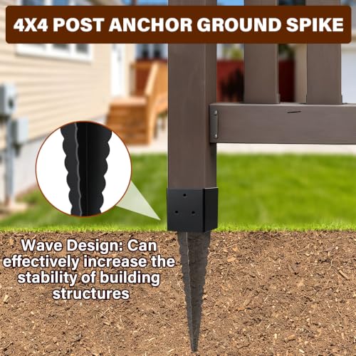4"x4" Fence Post Anchor Ground Spike, (Actual: 3.6"x3.6")