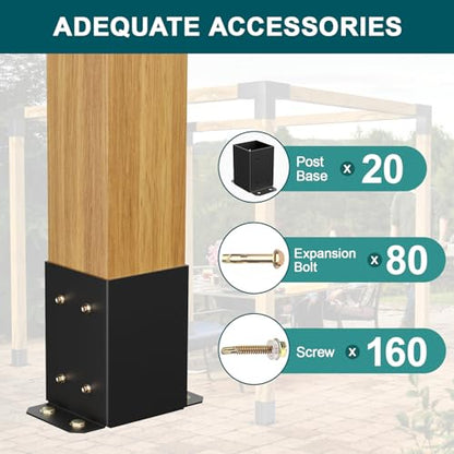 4x4 Post Base 20 Pcs, Deck Post Base,Heavy Duty Post Anchor Brackets - size: 4x4, style: 20pcs