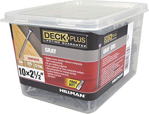 Deck Plus Gray Star-Drive Composite Deck Screws #10 x 2-1/2", 375 Pk