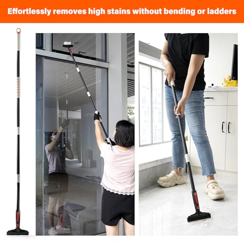 Gomake Extendable Floor Scraper Heavy Duty 6" Wide Razor Blade Scraper Tool with 17‘’-59" （1.4ft- 4.9ft）Long Handle, 10PCS Extra Metal Blades for Cleaning Glass Wall Gum Paint Tile Glue