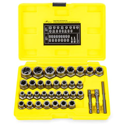 TOPEC Bolt Extractor Kit, 35-Piece Stripped Bolt Extractor Socket Set - size: 35-piece