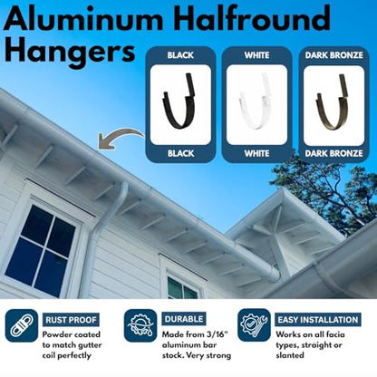 Halfround Gutter Hanger - Aluminum - Powder Coated to Match Gutter Coil Color - Works on Straight and Slanted Fascia (Terratone, 8" Halfround) - color: Terratone