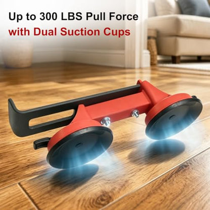 Floor Gap Fixer Tool with Dual Suction Cup, Rubber Mallet & 5 Reusable Pads