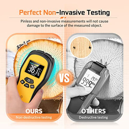 Pinless Moisture Meter, Digital Wood Moisture Meter for Lumber & Drywall - color: Black Orange