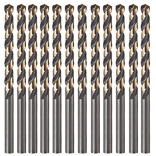 12 PCS, 9/64", Black and Gold Coated Twist Drill Bits, Pack in Plastic Bag