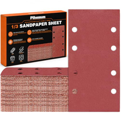 80 PCS 1/3 Sandpaper Sheets 240 Grit 8 Hole - color: GRIT 240