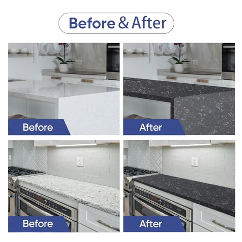 GLAINTE Granite Countertop Paint Kit - Black Gold Counter Top Refinishing Kit for Kitchen Bathroom - color: A4. Granite-Black