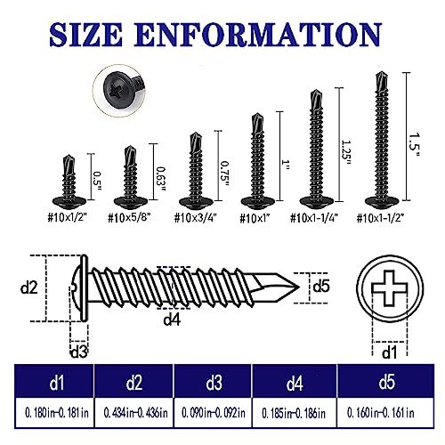 #10x1 Black Phillips Head 410 Stainless Self-Drilling Screws 100 pcs. - color: BLACK, size: 10x1"