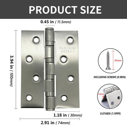 LAFULER 4 Pack 4×2.9inch Silver 304 Stainless Steel Door Hinge， - size: 4×2.9inch(Silver)