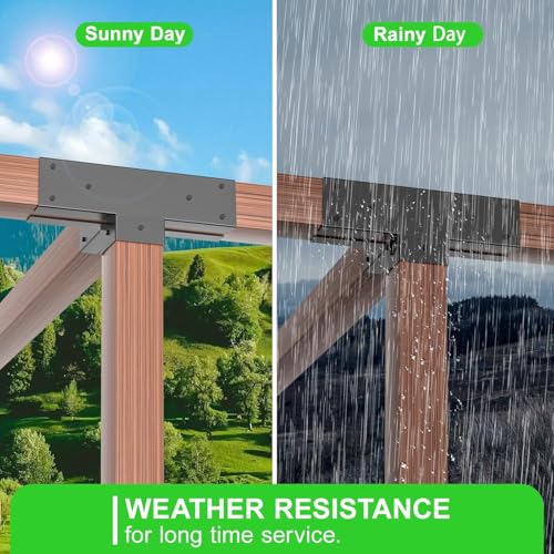 4x4 Pergola Brackets Kit, 3.6 in, 2 4-Way Corners, 2 Post Bases - color: 4-Way+Post Base--4Pack