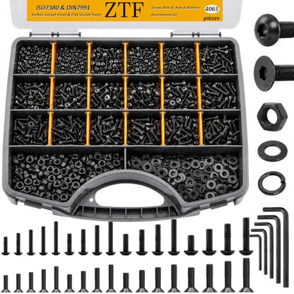 ZTF 4065pcs Metric Screw Assortment Kit, M2 M3 M4 M5 Assorted Screws - size: Flat+Button Head