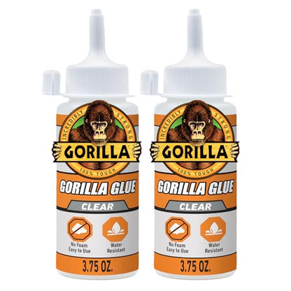 Gorilla Clear Glue, All Purpose, Polyurethane, 3.75 oz Bottle, 2-Pack - size: Bottle 3.75oz, style: Bottle 2 Pack