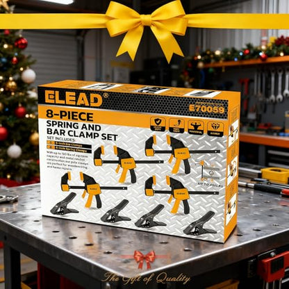 8-Piece Clamps for Woodworking - 4 Pcs 6 inch Bar Clamps, 4 Pcs Heavy Duty Metal Spring Clamps, Bar Clamps with 150 LBS Load Limit, Quick Release Triggers - style: 8-Piece 150lbs