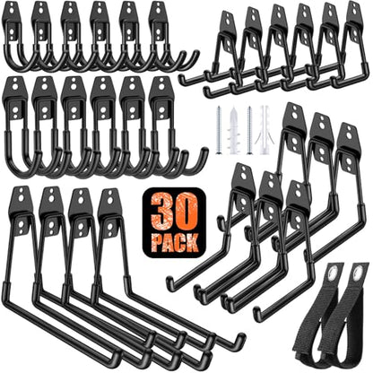 30-Pack Garage Hooks for Storage & Hanging Items, Save Space - color: 30 Pack Black