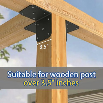 4"x4"x3.5" Heavy Duty L Bracket, 90 Degree Pergola Bracket for Wood - size: (4PCS) 4Inch