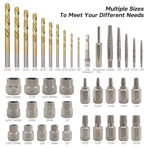 Bolt Extractor Kit & Screw Extractor Set, 40 Pcs - size: 40 Piece