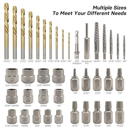 Bolt Extractor Kit & Screw Extractor Set, 40 Pcs - size: 40 Piece