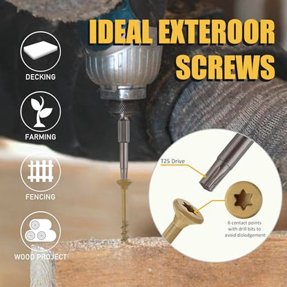 WELLOCKS #8 x 1-1/2 in Tan Deck Screws, 5.2 lbs with T25 Bit - size: #8×1-1/2", style: 5.2LBS Tan