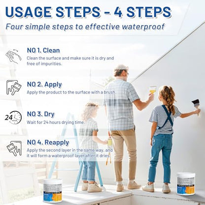 Liquid Waterproof Sealant 70oz Clear, Transparent Waterproof Coating - color: Clear 70oz