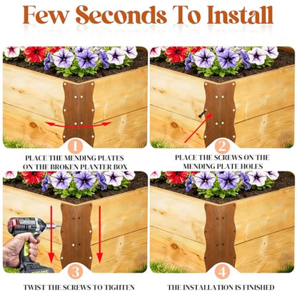 8 Pcs Metal Raised Garden Bed Corner Brackets L-Shape (11"x3"x3"), Brown