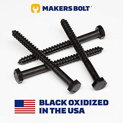 Stainless Steel Black Lag Bolts 1/4" x 2-1/2" Hex Lag Screws (10 pcs) 18-8 Stainless Black Oxidized in USA - size: 1/4 x 2-1/2 (10 pcs)